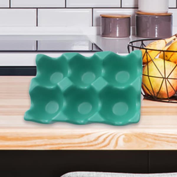 3 Pcs Ceramic Egg Storage Trays with 6 Holes Each, Non-Slip Bottom, Egg Holder