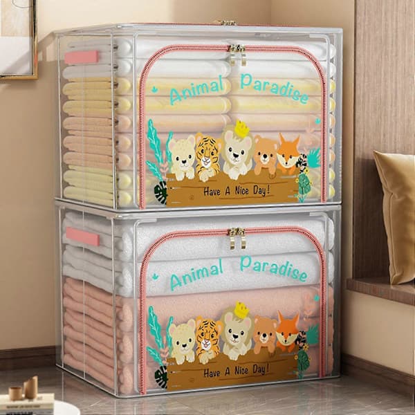 Large Storage Box with Handle Transparent Design Zipper Multifunctional Quilt Storage for Home
