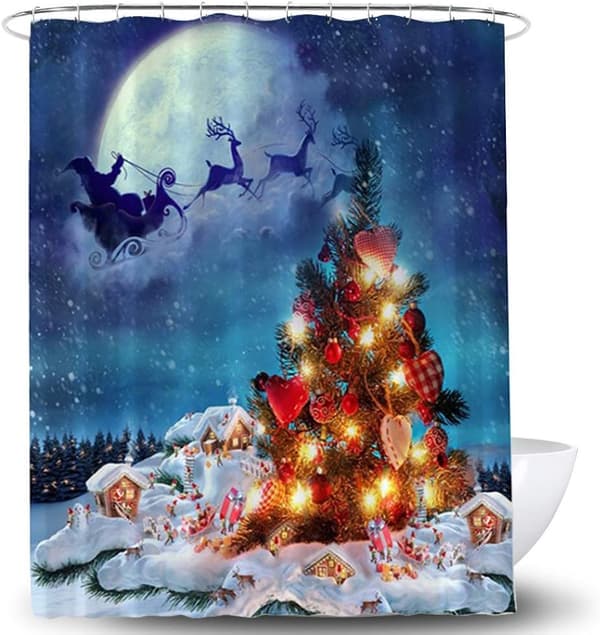 1 x Vanntett Polyester Julegardin med Kroker for
