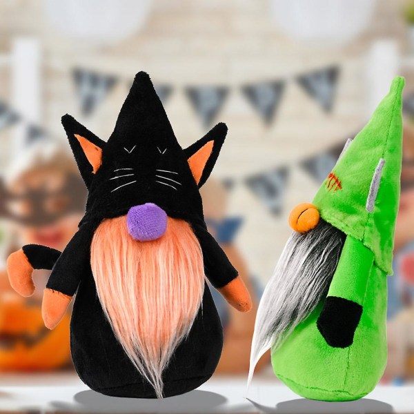 Halloween Gnome Fladdermus Öron Svenska Tomte Nisse Plysch Handgjord Hemmagård Kök Tiered Bricka DekorationB