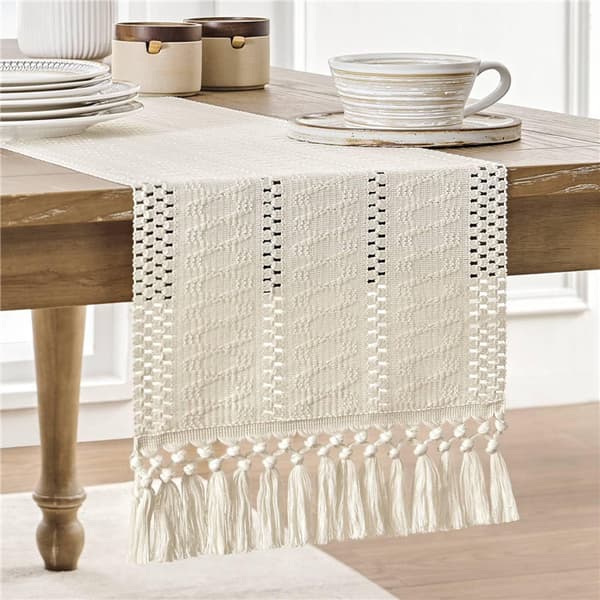 30x160cm Beige Bohemian Handwoven Table Runner & Dining Decor