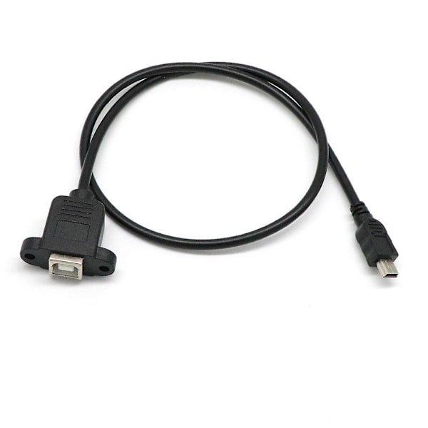 Panelmonteret kabel + skrue Mini USB 5-polet han til USB 2.0 B stik hun sort