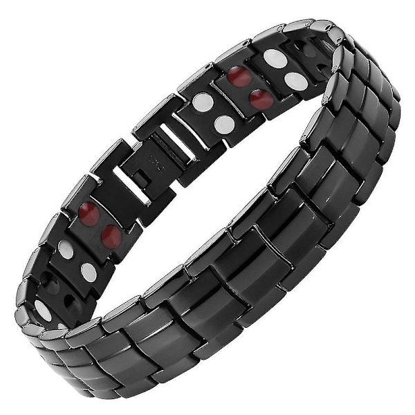 Magnetiska Armband för Män Artrit & Led, Titanstål Magnetiskt Armband med Dubbla Rader Effektiva Magneter