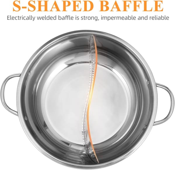 Stainless Steel Cooking Pot with Divider Practical Hotpot Pot Thickened Durable Reusable