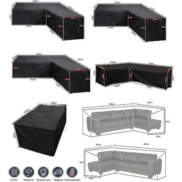 Hörnsoffaöverdrag Vattentätt Trädgårdsmöbelset Överdrag Utomhus Sektionsmöbelöverdrag 155X95X68CM