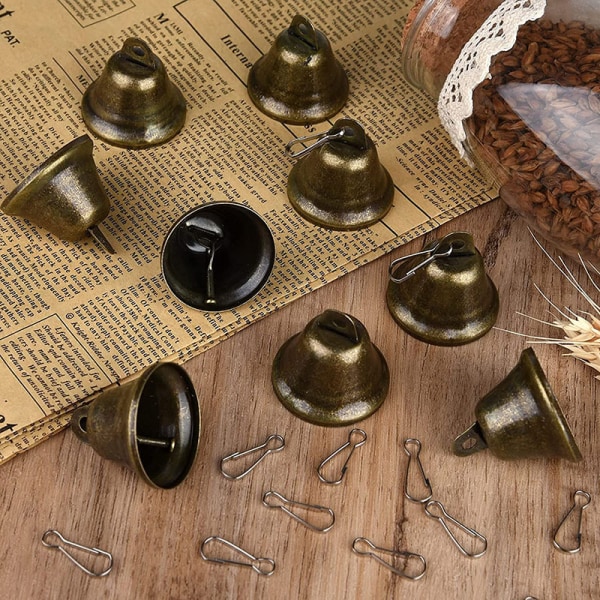 15 stk Vintage bronze messingfarve miniklokker (1,5 x 0,8 tommer) til bryllupsdøre, hundehalsbånd, smykker, syning, juledekoration