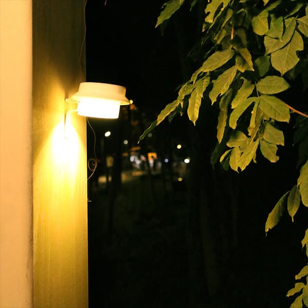 Vita solcellehegnlamper, solcellelamper til terrasse, have, hegn