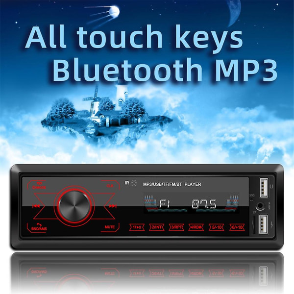 Skärm Dubbel Usb Mobil Bluetooth Mp3-spelare Sju Färgade Ljus Kort Radio Svart