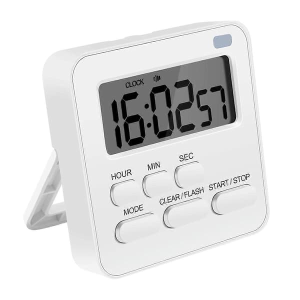 Kitchen Clock, Egg Timer with Clock, Digital Timer Stopwatch with LCD Loud Alarm for Cooking, Baking, Sports, Learning, etc.