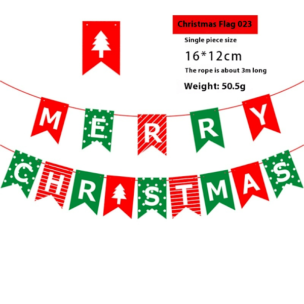 Rød Grønn God Jul Banner - for både hjemmedekorasjon eller festet på juletreet osv. en sterk julestemning