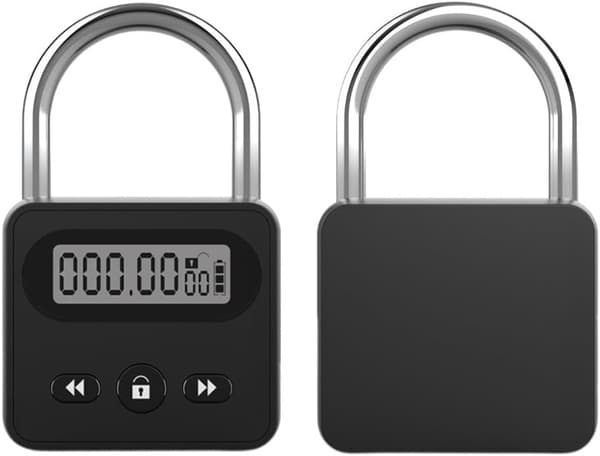 Time Lock, Multifunctional Metal Padlock, Electronic Lock with Timer, Built-in Alarm and Smart Chip, for People Lacking Self-Control