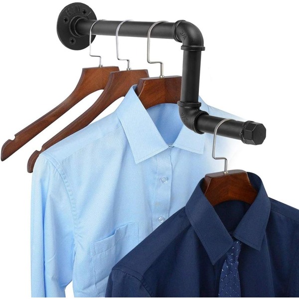 Industriell Rustik Järnväggmonterad Klädstång, Klädställ, Förvaring, Display, Handduksstång för Butik, Vardagsrum, Garderob, Typ Z