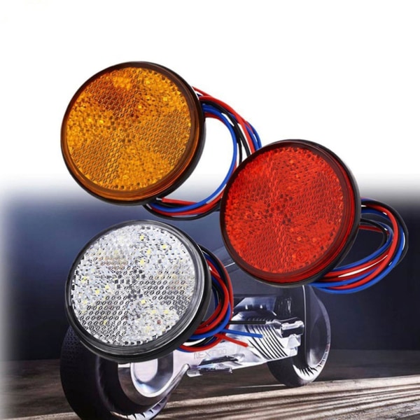 2 stk Motorbrems 24 LED Bil Runde Baklykter Blinklys Lastebil Side Advarselslamper B B