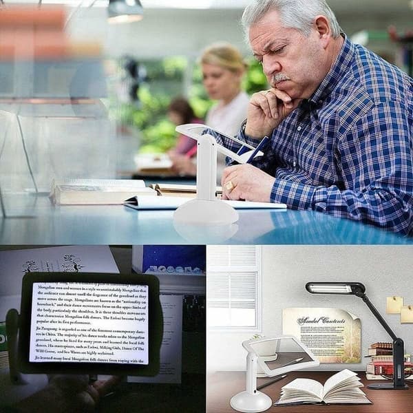 3x Rectangular Magnifying Glass with LED Light, Full Page Magnifier, Hands-Free A4 Full Page Magnifier with Light, for the Visually Impaired 1pc