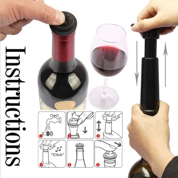 Vinpump-tyhjiöpumppu 4 viinitulpalla (musta)