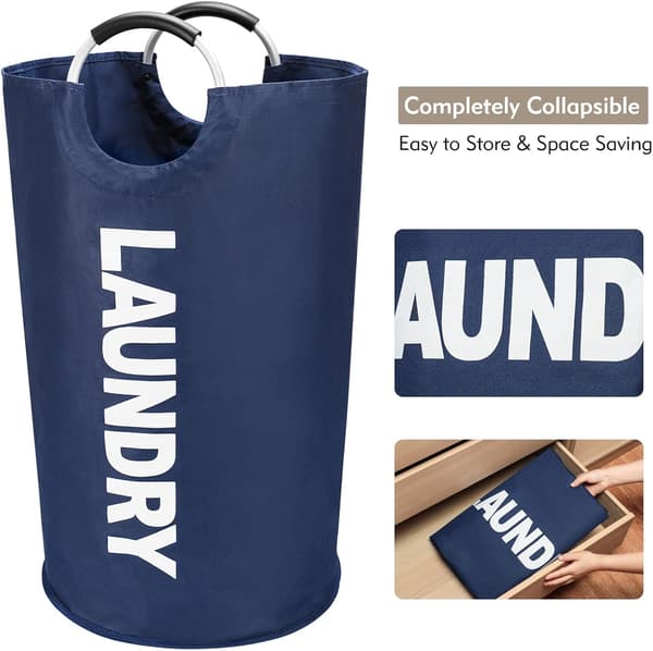 82L Laundry Baskets, Foldable Laundry Bag, Large Capacity Foldable Laundry Baskets - Dark Blue, L