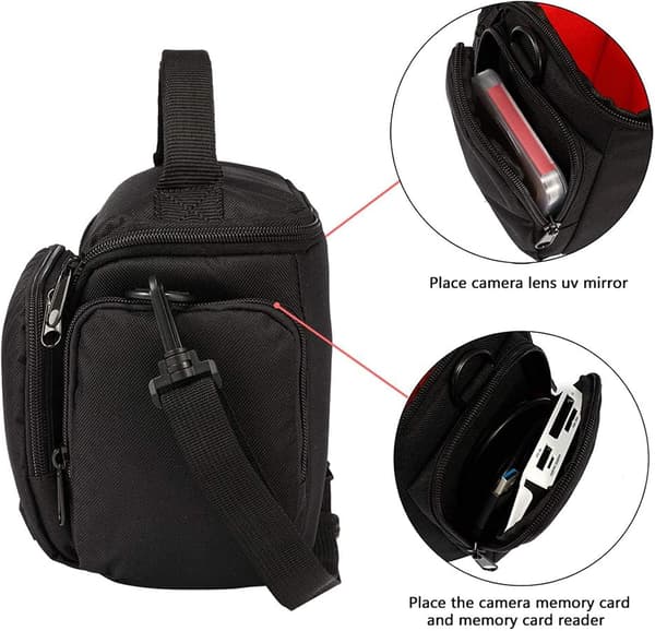 Camera Bag, Waterproof Camera Bag with Adjustable Shoulder Strap, Portable Camera Bag, Compatible with Nikon, Canon, Sony, etc. (Black)