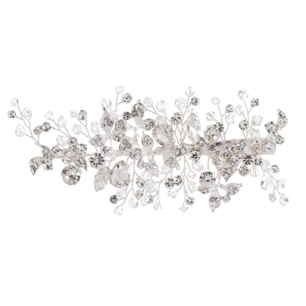 Kristallhårklämmor, Rhinestone Hårnålar Barrettes, Vita Glittrande Hårklämmor Hårhuvudbonader Tillbehör för Kvinnor Flickor (silver)
