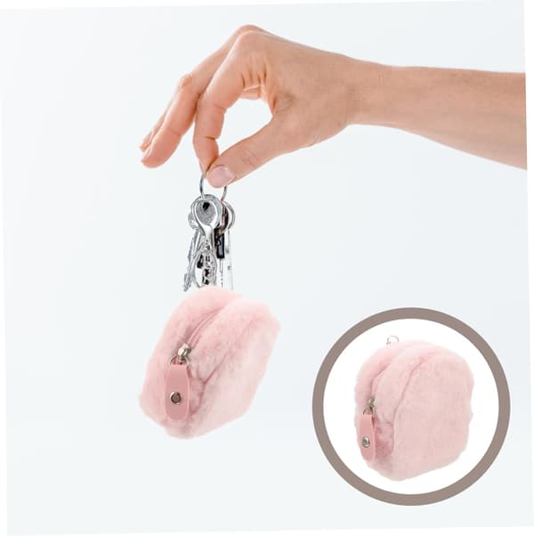 Small Plush Bag Keychain Bag Soft Plush Coin Purse with Keychain Portable Cute Mini Bag