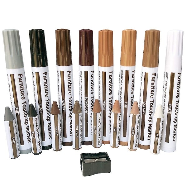 Møbel Reparation Træ Reparation Markører Touch Up Reparation Pen-17pc-markører Og Voks Sticks, Til Pletter, Ridser