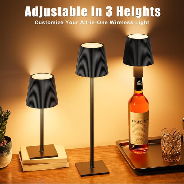 Wireless Table Lamp, 2 pcs Touch LED Table Lamps with USB-C and Bottle Cap, Rechargeable Battery Table Lamp