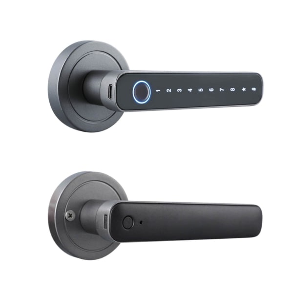 Smart Dørlås med fingeraftryk, nøglefri Bluetooth Dørknop, Biometrisk Lås Dørlås med Fingerpr
