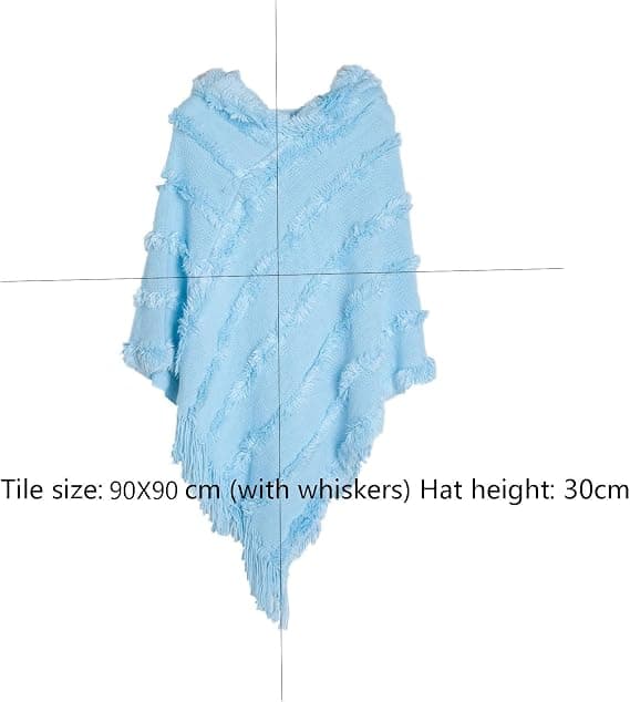 Vinterhalstørklæde Sjal Overdimensioneret Hætte Kappe Dame Elegant Kappe Halstørklæde Pullover Lang Strikket Varm Trøje Kappe (grå)