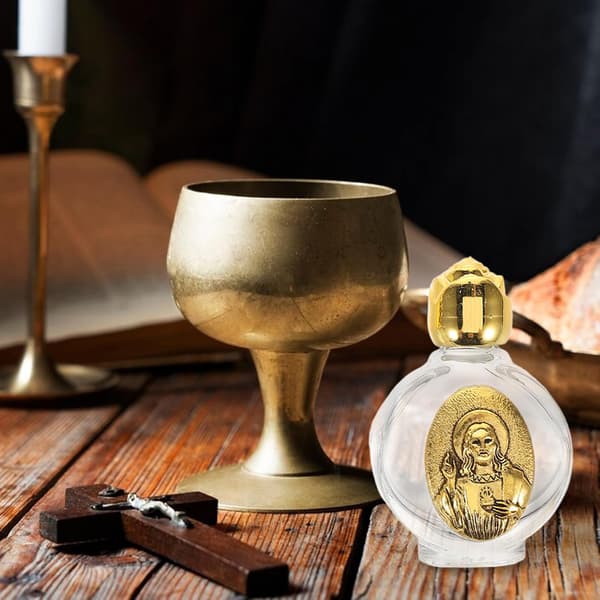 4 st heliga vattenflaskor med lock, påfyllningsbara bärbara glasbehållare för dop, dekorativa mini tomma parfym eteriska oljeburkar