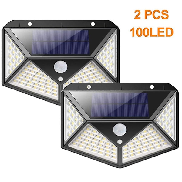 Solcellsdrivna Utomhuslampor 3 Lägen/100LED Solcellsbelysning Rörelsesensorlampor Trådlös Trädgård, Garage, Däck