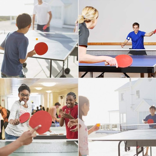 Ping Pong Racket Set, Bärbar Bordtennisset med Inbyggt Nät, Barn & Vuxna Inomhus/Utomhusspel