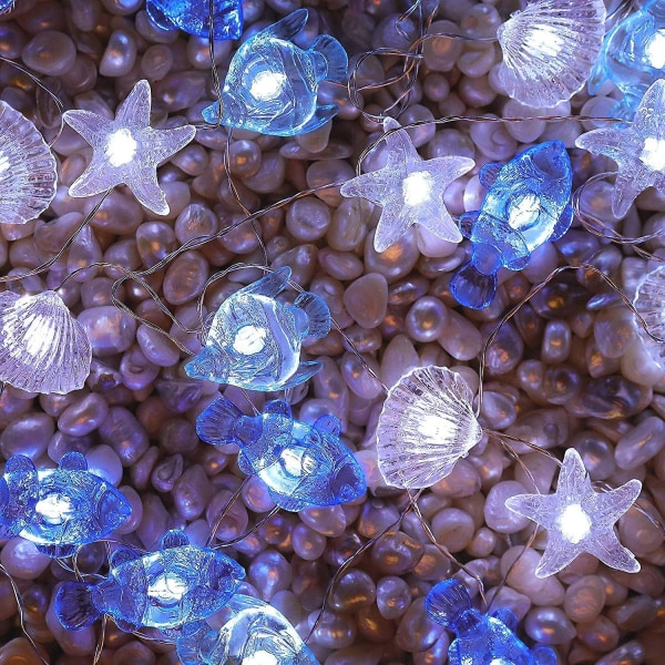 Ocean Theme String Lights,snäckskal Sealife Batteridriven 8 Ljuslägen Vattentäta Dekorativa Ljusslingor För Sovrum Plantskola Inomhus Utomhus De