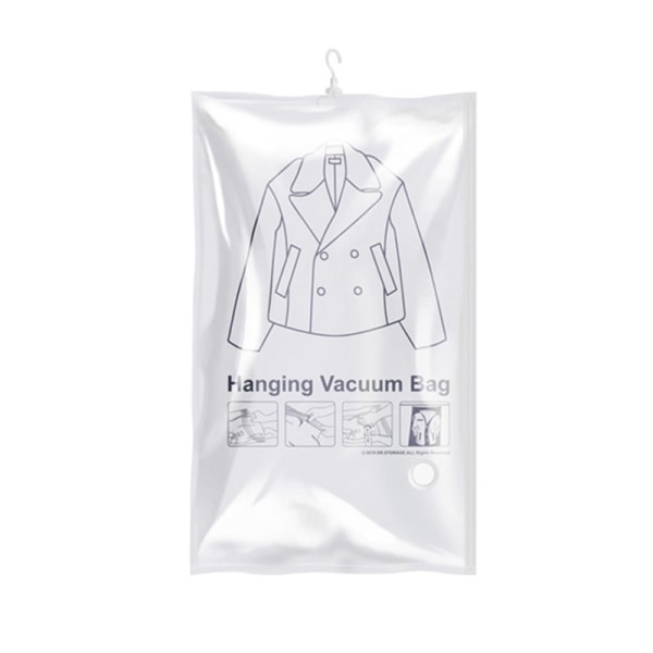 Hængende vakuumopbevaringsposer Pladsbesparende poser til tøj, sæt med 2 (1 lang, 1 kort), vakuumforseglingsposer til tøj,