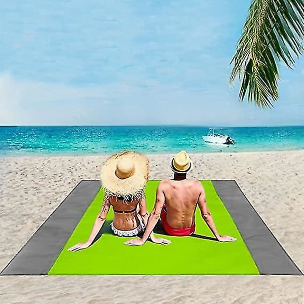 Auspicious-rantamatto, erittäin suuri 200 cm x 200 cm vedenpitävä hiekkaa hylkivä piknikpeitto, konepestävä nailonvihreä Green