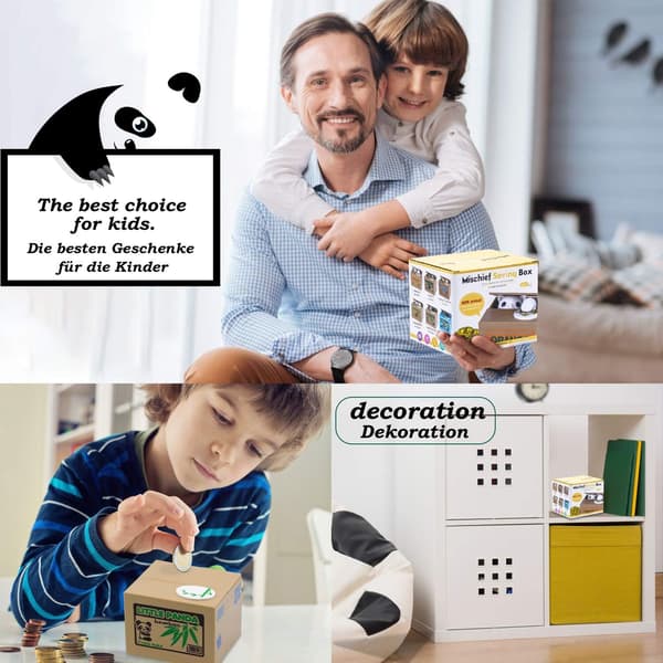 MH-Electronic Panda Spargris for Barn og Voksne - med Pan