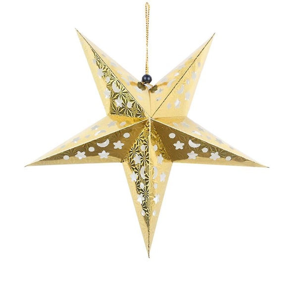 45 cm pappersstjärna lykta 3d Pentagram lampskärm för jul julfest Holloween födelsedag hemhängande dekorationer (grön) gyllene Golden