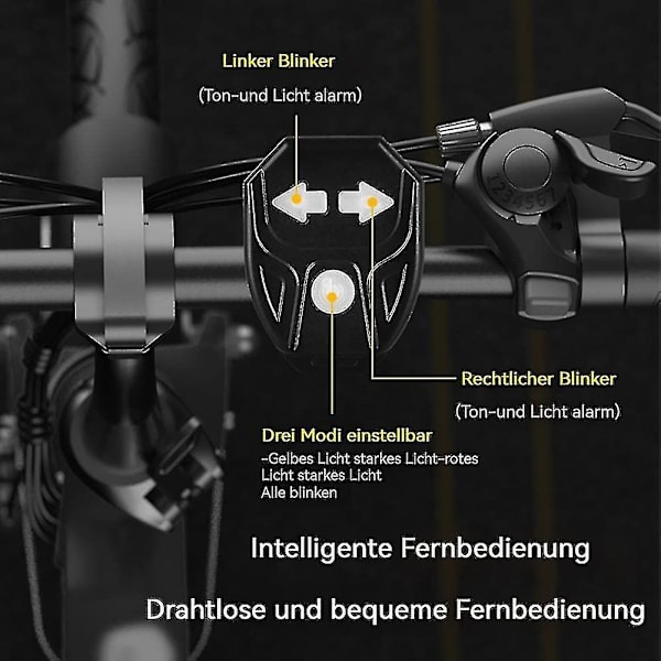 Cykelblinkers med Trådlös Fjärrkontroll, Två Delade Bakljus med Blinkers, USB Laddningsbar