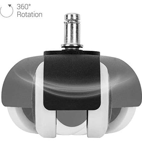 5x Hard Floor Casters 11/48mm - also for soft floors - Rubberized - 360° Office Chair Wheels Replacement Wheels - Chair Replacement Wheels