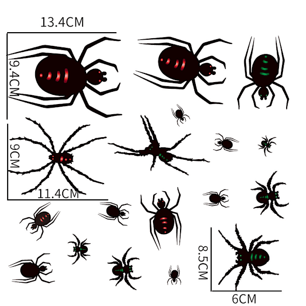 Fladdermus Spindel Väggdekorationer Inomhus Halloween Dekaler PVC Fladdermöss Utomhus Läskiga Fönster Halloween Dekoration för Sovrum Spindel Dekaler