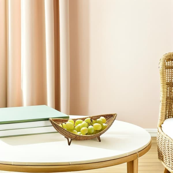 Woven Fruit Basket in Boat Shape Multifunctional Not Easy to Break Rustic Natural Design