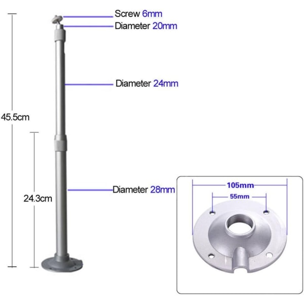 360 Graders Projektor Tak- og Veggfeste Stativ Utvidbar Tilt Sving Universal 20-40cm Projektor Tak- og Veggfeste