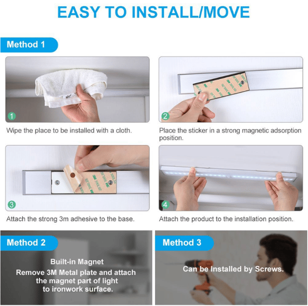 Remote Control Wardrobe Light Rechargeable Magnetic Dimmable Light Strip