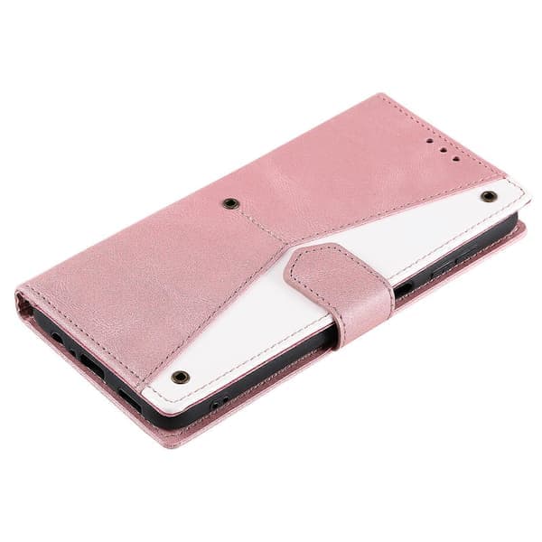 Futteral til Samsung Galaxy A17 5G Skinnfutteral Spleising Søm Lommebokfutteral med Håndleddsrem Rosegull