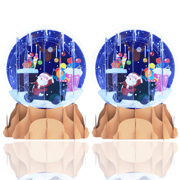 3D Julekort Krystallkule Julenissen Elg Foldbar Hilsen Kort Familie Feriefest Invitasjon Takk
