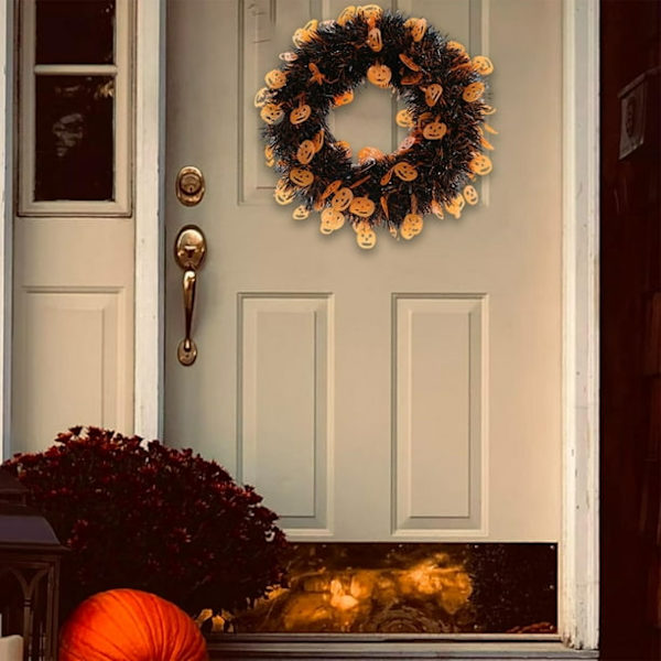 Halloween Dørkrans med Hengepynt - Dekorativ Gresskar for Tilbehør og Pynt