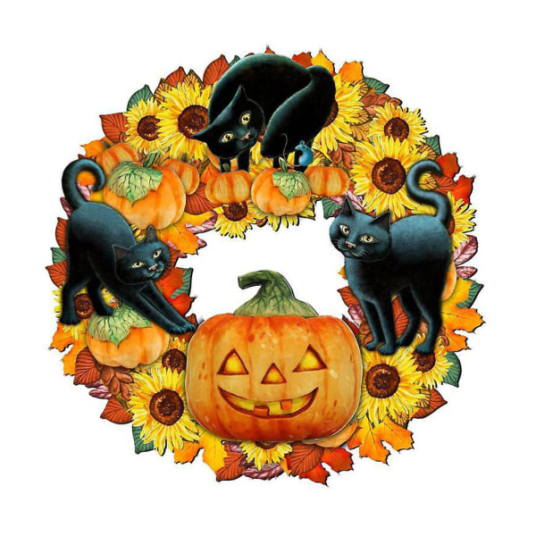 Halkaisijaltaan 30 cm uudelleenkäytettävä auringonkukkaseppele kiitospäivän Halloween-kodinsisustus