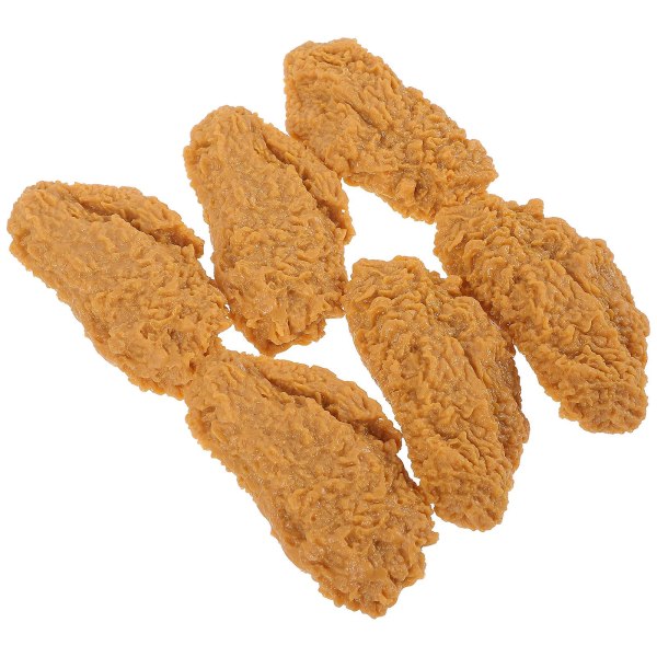 6 stk. Kunstig Matmodell Simulert Stekt Mat Realistisk Liten Kyllingvinge Butikk Tilbehør 8x4cm 8x4cm