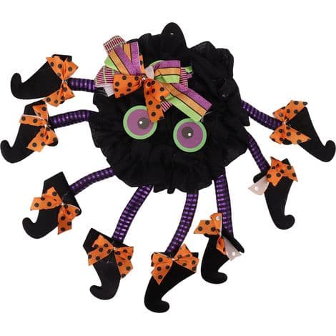 Spooky Halloween Wreath with Multi-Legged Spider for Door, Wall, Party