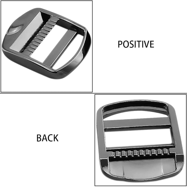 (10-pack) Spännen i zinklegering, metallstegslås, justerbar för ryggsäcksremmar, tillbehör 25 mm (svart)