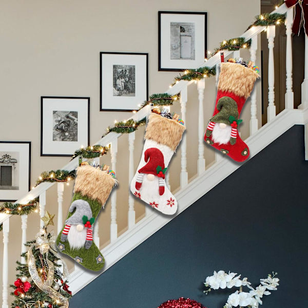 3 stycken julstrumpor Julstrumpor Julgransdekorationer Spis Santa Claus Rensa Snögubbe Julstrumpor