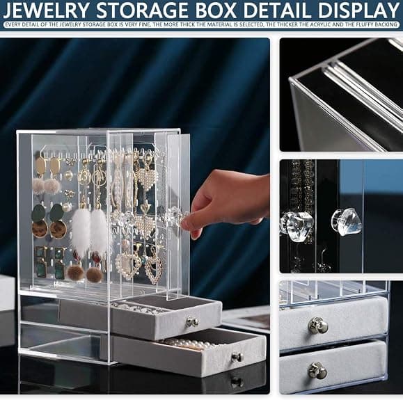 Set med 2 smyckesförvaring, smyckesdisplayhållare, transparent Acr